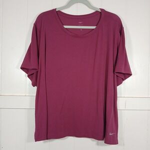Nike Yoga Shirt Training Dri-Fit Top Women's 2X Magenta Short Sleeve DN5595